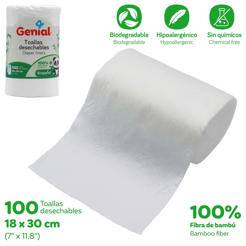 Toallas Desechables 18 X 30cm 100pza GENIAL