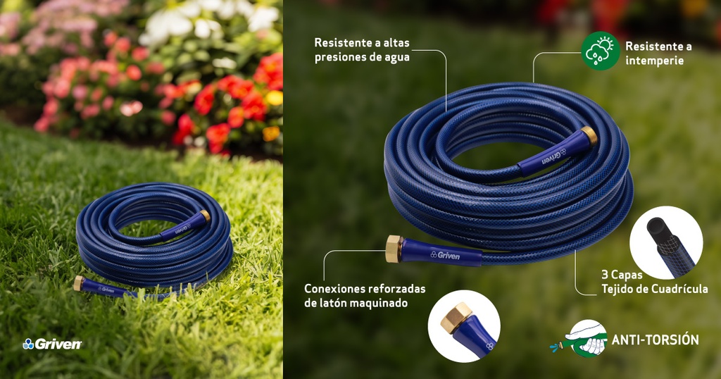 Manguera Reforzada para Agua 1/2" X 50ft GRIVEN
