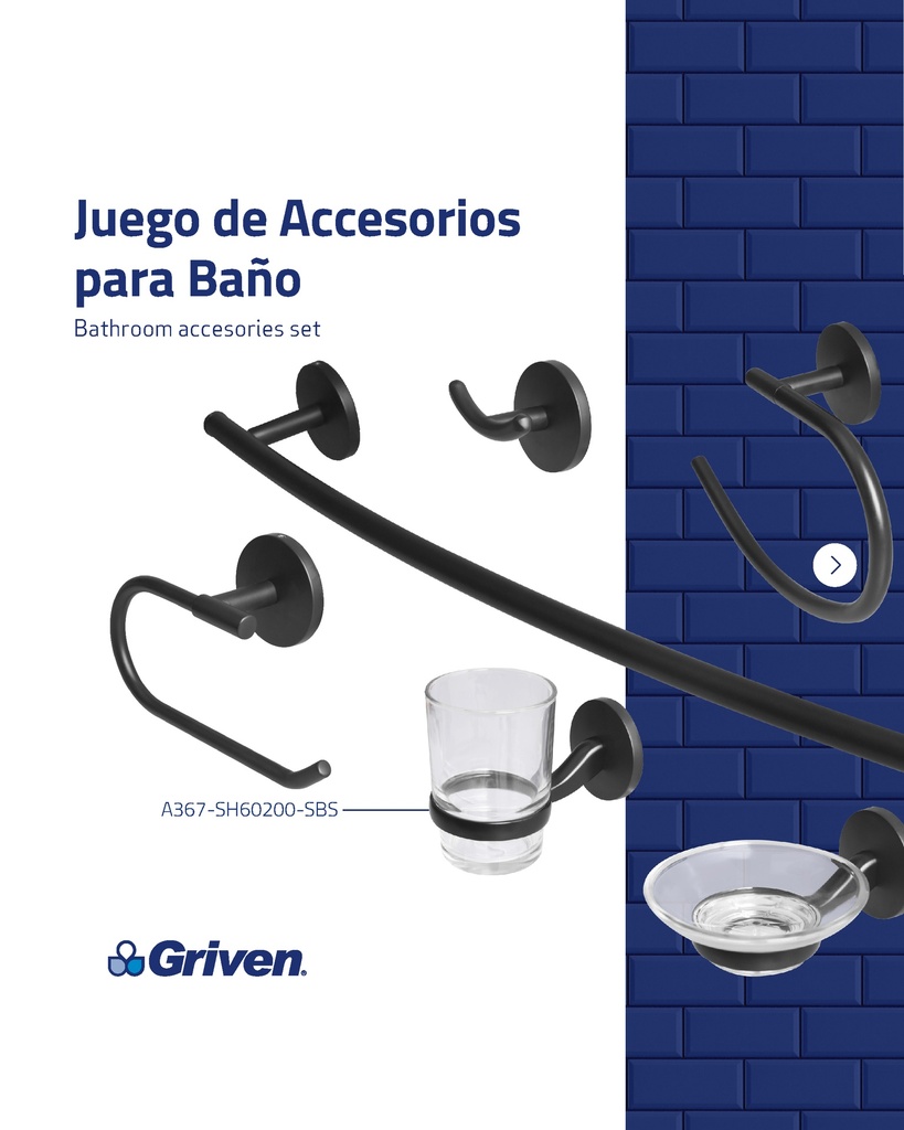 Juego de Accesorios para Baño 6pza GRIVEN Black Series
