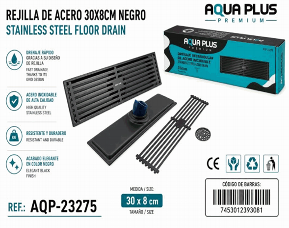 Rejilla de Acero 30X8cm AQUA PLUS
