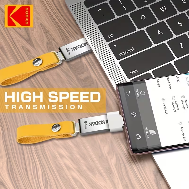 Memoria USB 2.0 64GB con Adaptador Tipo C KODAK Flash Drive
