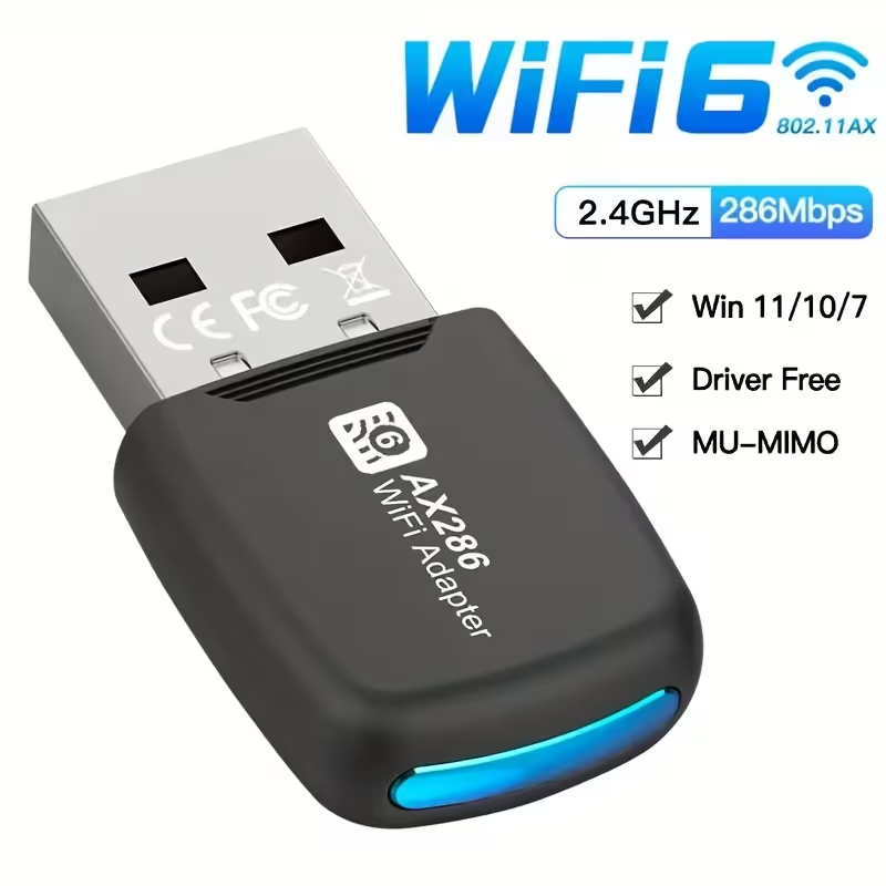 Adaptador Inalambrico USB WiFi6 Wireless Adapter 286Mbps 2.4GHz