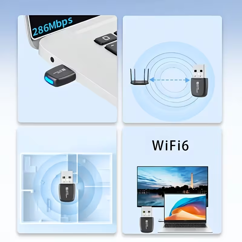 Adaptador Inalambrico USB WiFi6 Wireless Adapter 286Mbps 2.4GHz