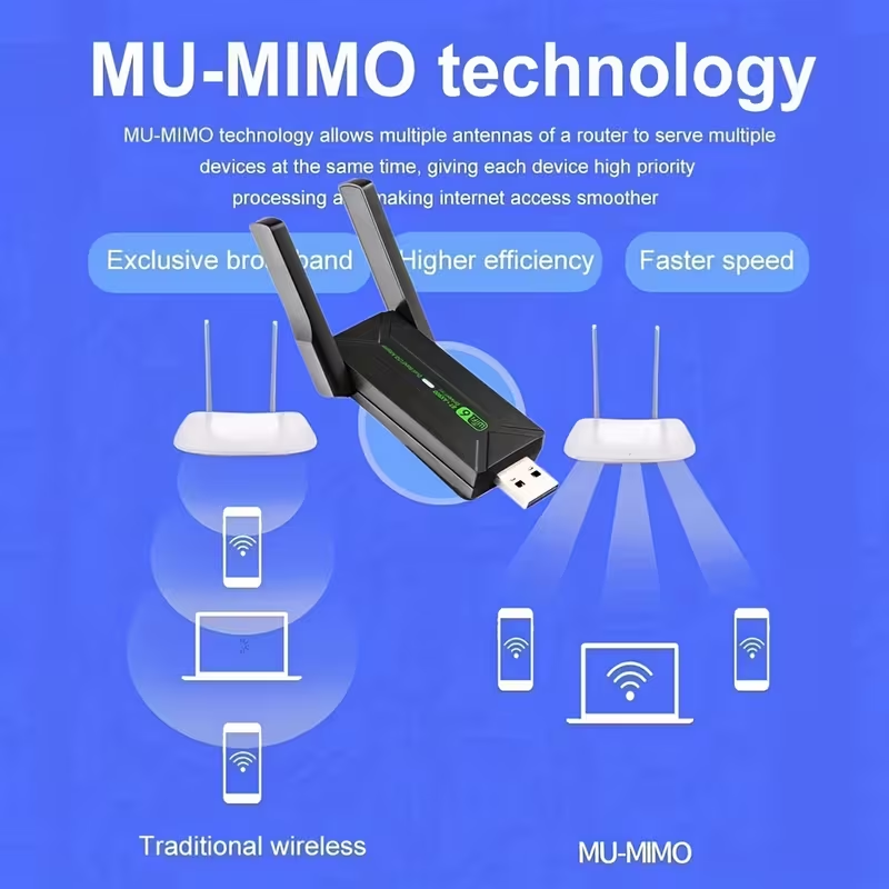 Adaptador Inalambrico USB WiFi6 BT5.4 900Mbs