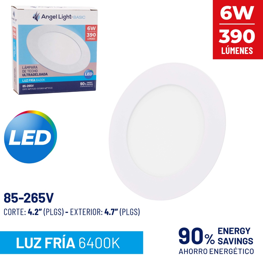 Lampara de Techo Ultradelgada Redonda 24W 6400K ANGEL LIGHT Basic
