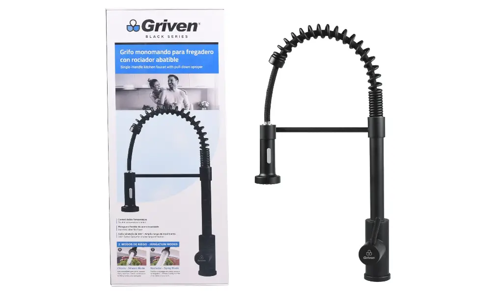 Grifo Monomando para Fregadero con Rociador Abatible GRIVEN Black Series