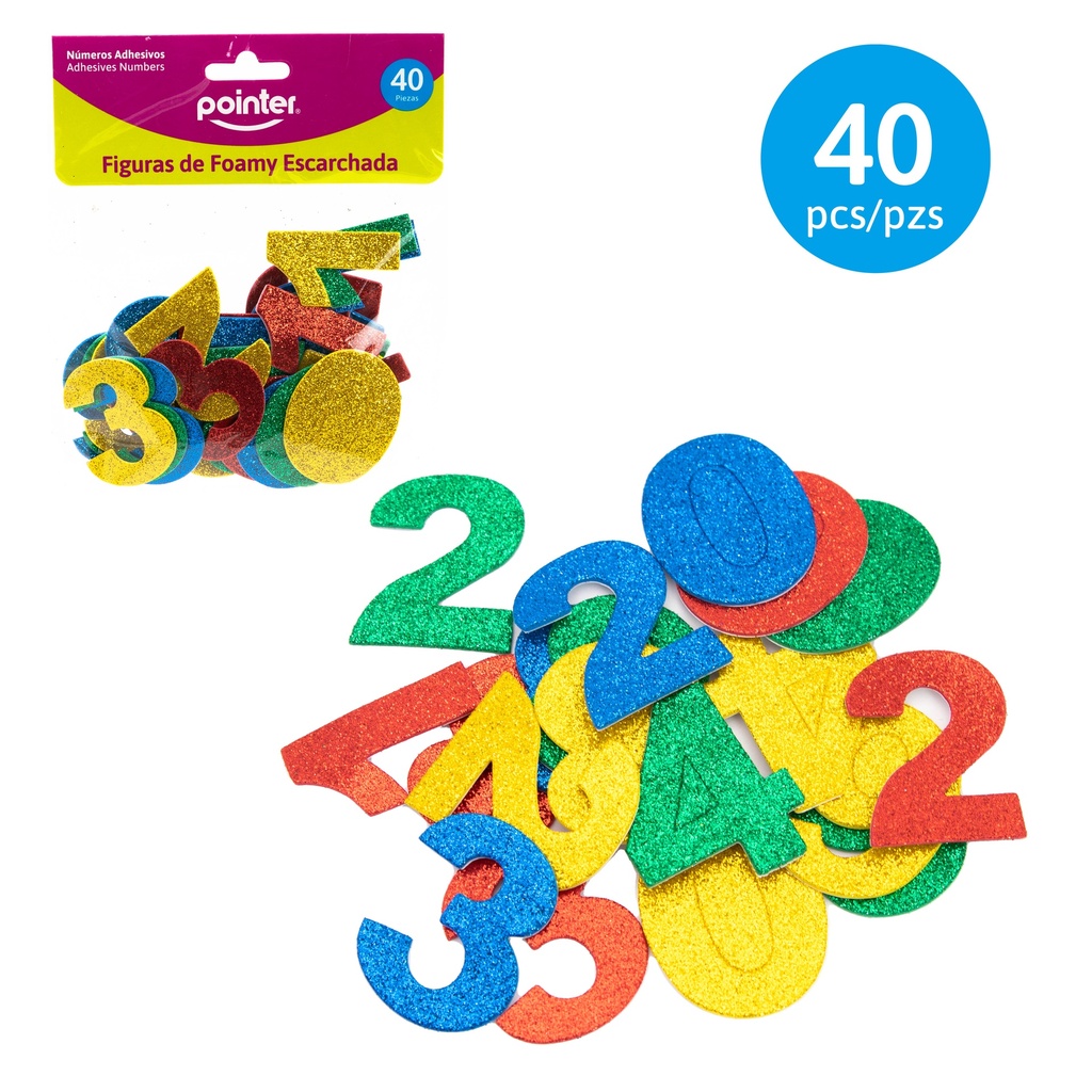 Numeros Foamy Escarchado Adhesivos 40pza POINTER