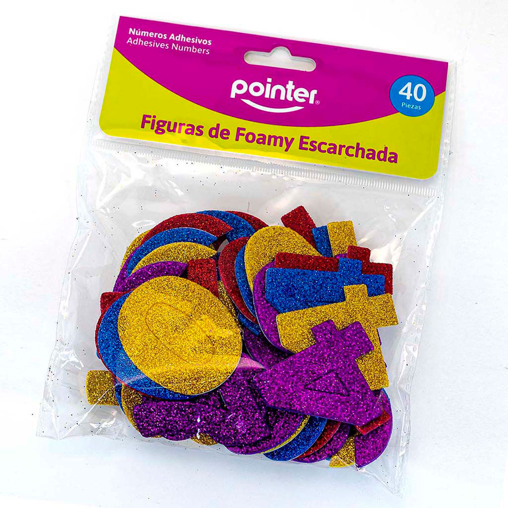 Numeros Foamy Escarchado Adhesivos 40pza POINTER