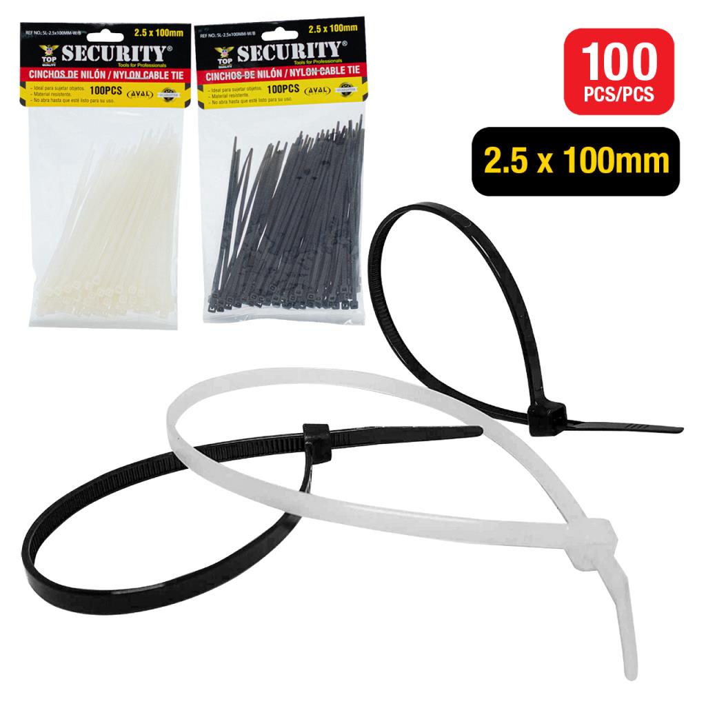 Sunchos Plasticos 4" 25 X 100mm 100pza SECURITY