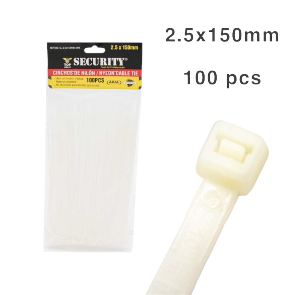 Sunchos Plasticos 6" X 2.5mm 100pza SECURITY