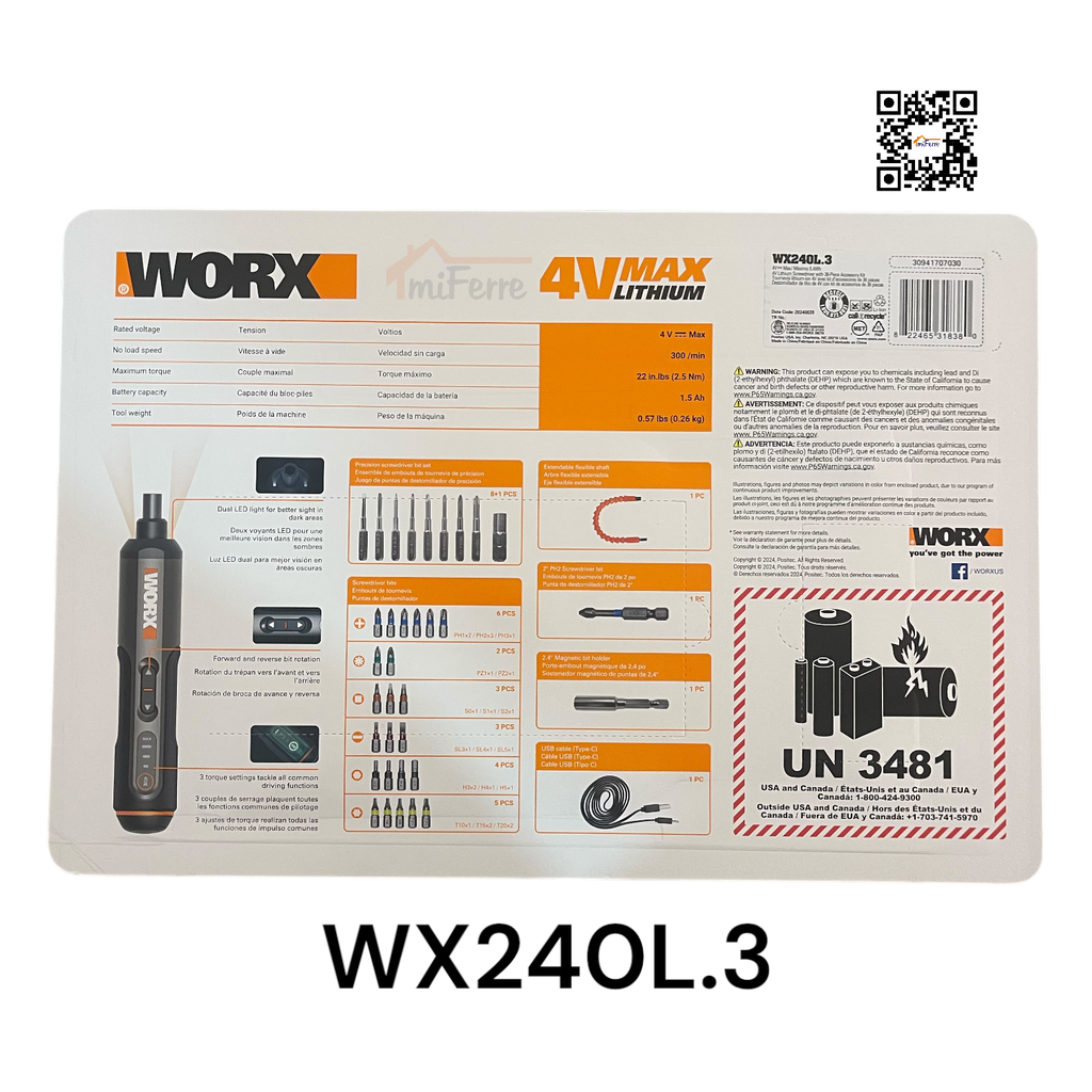 Worx 4V Lithium Screwdriver 36pcs