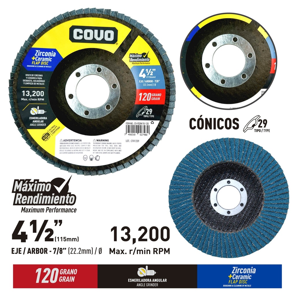 Disco de Lija Flap++ 4-1/2" #100 COVO