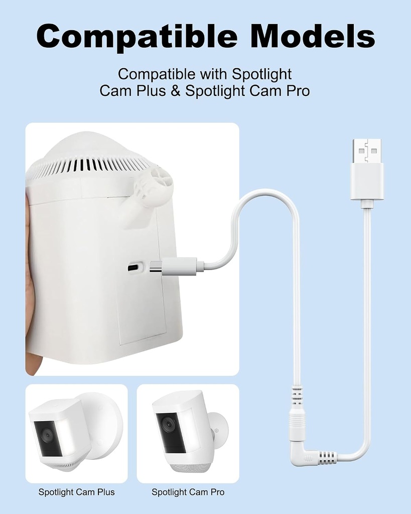 Power Adapter Compatible with Ring Stick Up Cam Battery 4m
