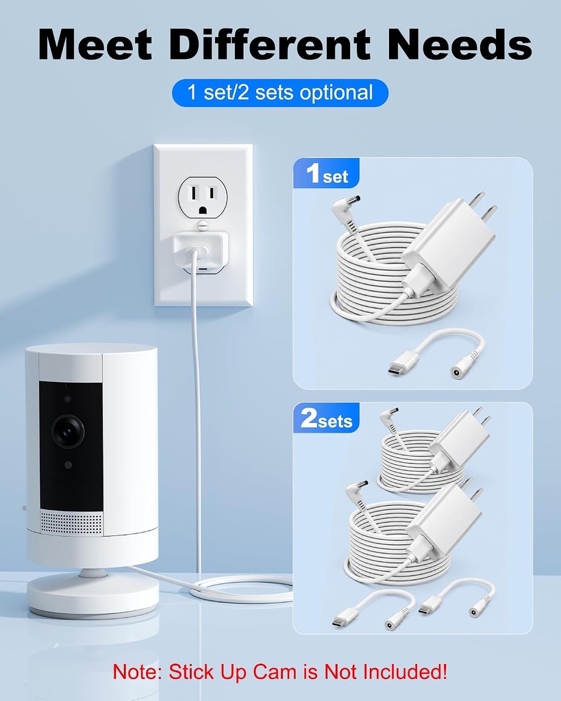 Power Adapter Compatible with Ring Stick Up Cam Battery 4m