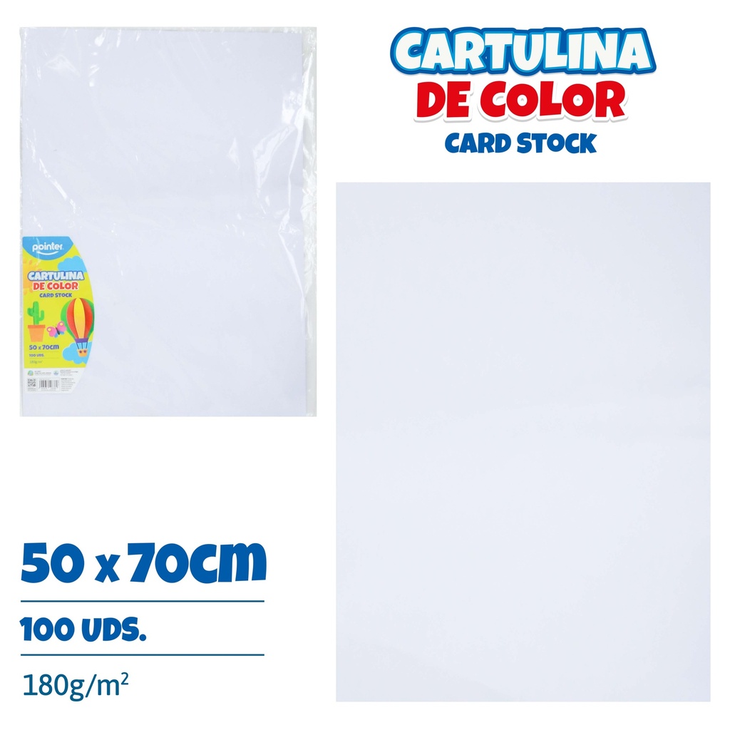 Cartulina 50 X 70cm 100pza POINTER Blanca