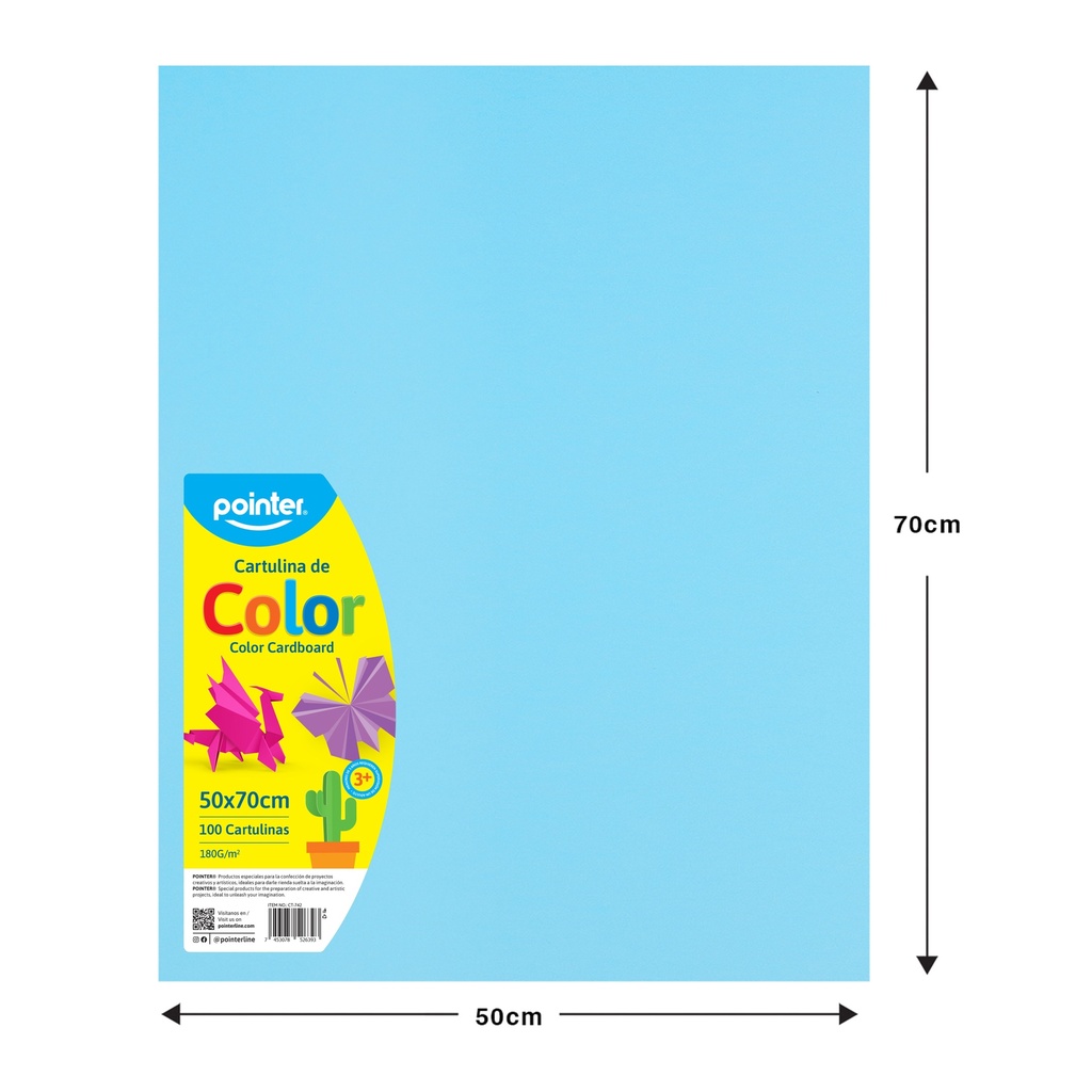 Cartulina 50 X 70cm 100pza POINTER Celeste