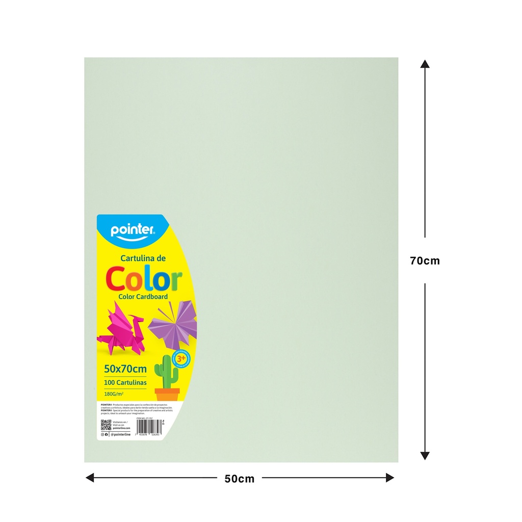 Cartulina 50 X 70cm 100pza POINTER Verde Caña