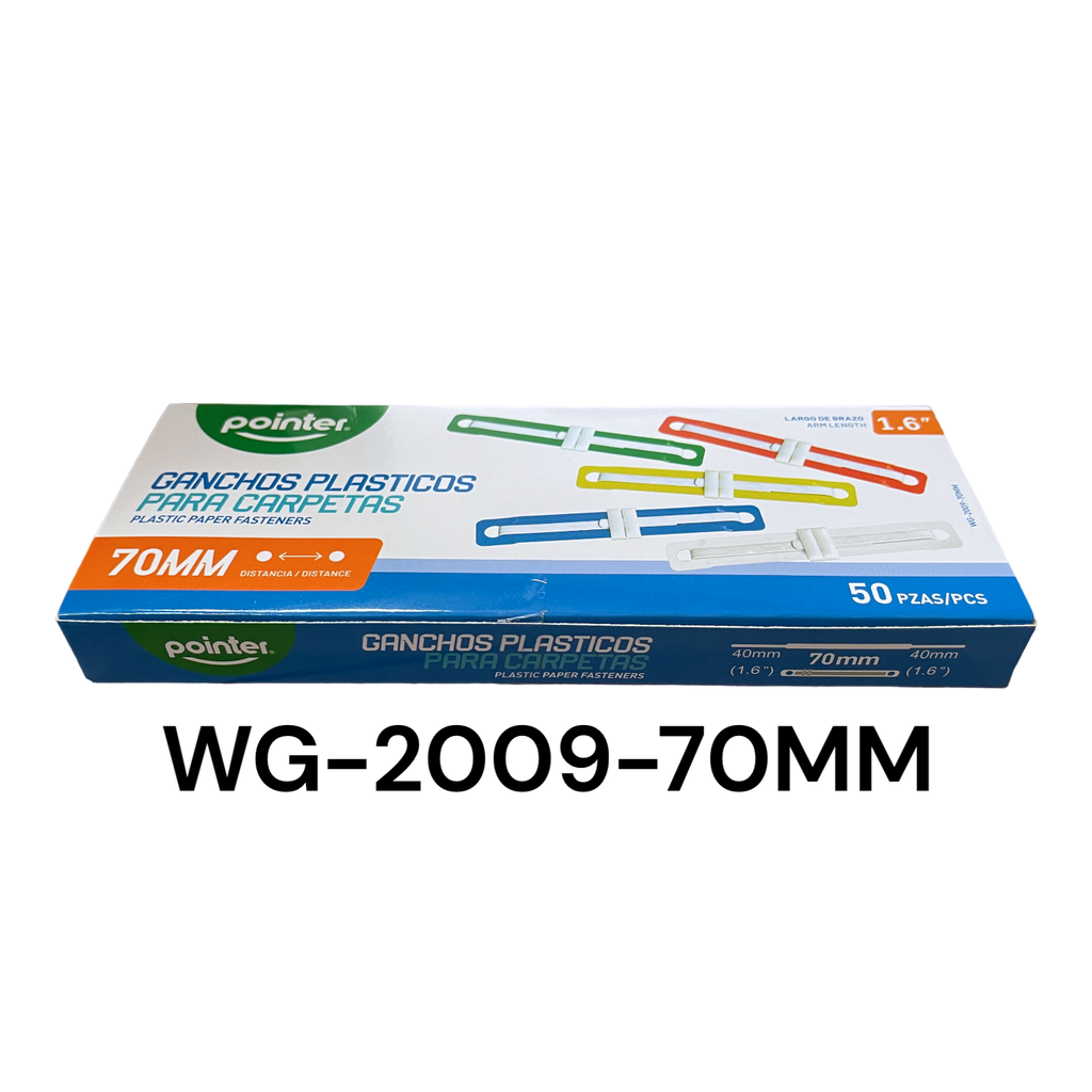 Ganchos Plasticos para Carpetas 70mm 50pza POINTER