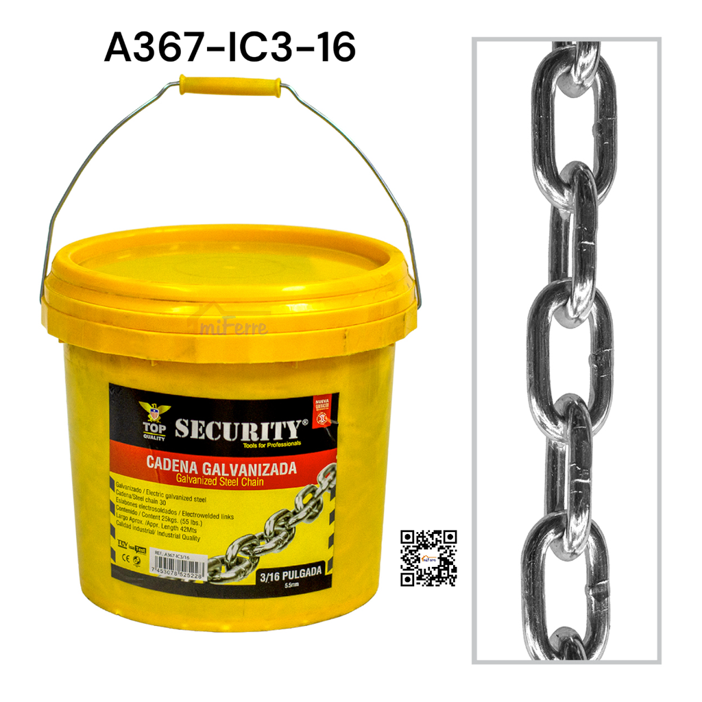 CADENA GALVANIZADA 3/16&quot; SECURITY