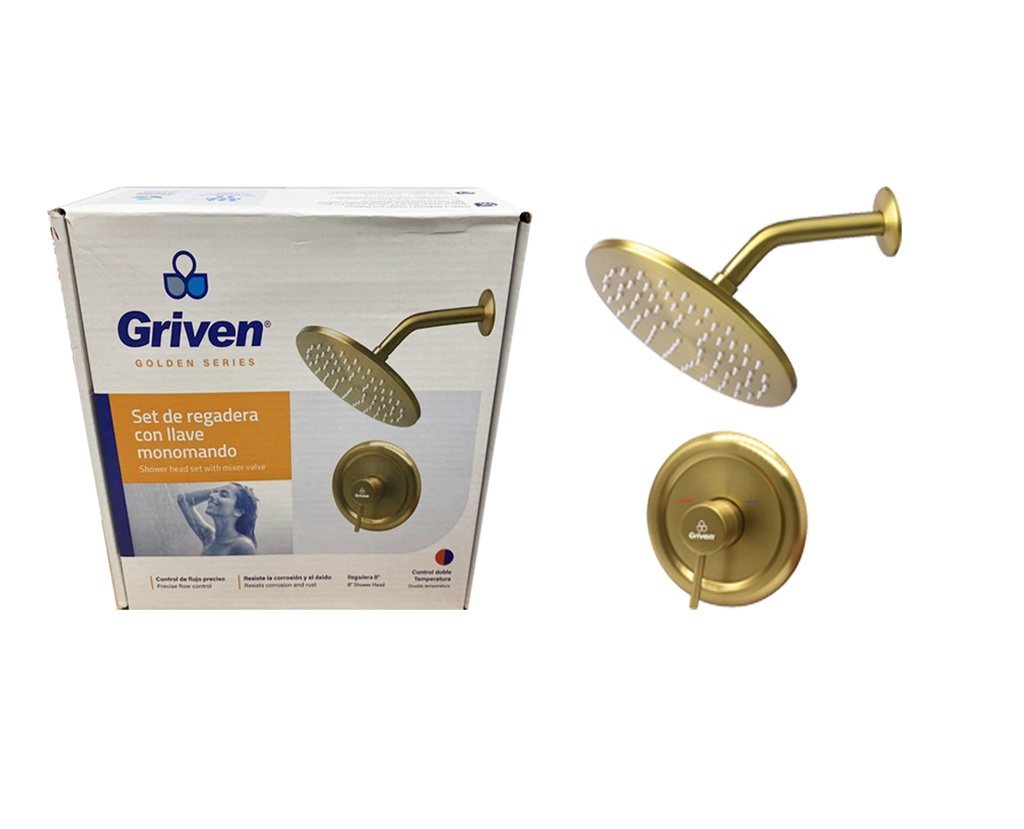 Set de Regadera con Llave Monomando GRIVEN Golden Series