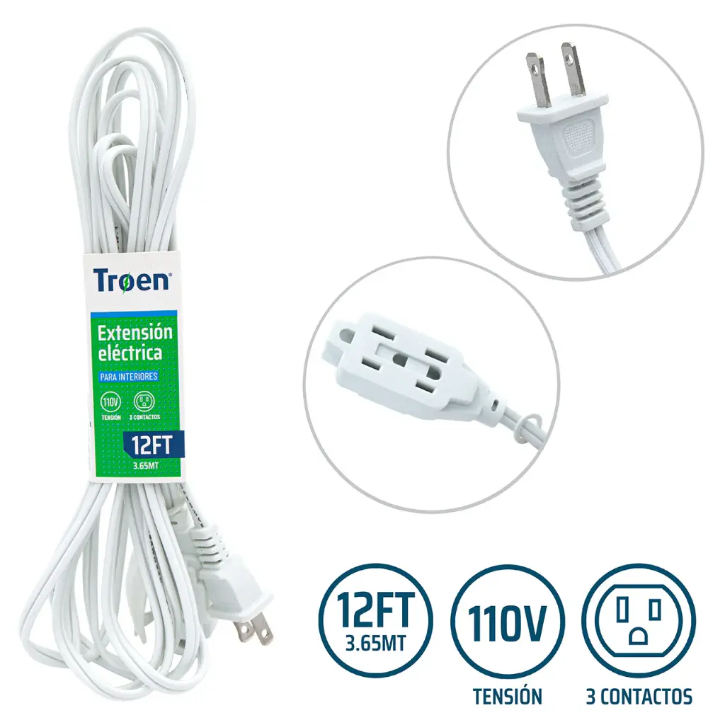 Extension Electrica Blanca 12ft TROEN