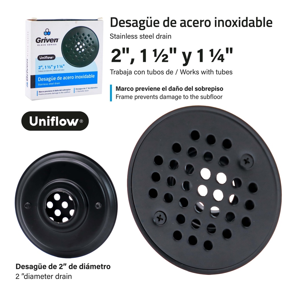 Desague de Piso de Acero Inoxidable GRIVEN Black Series