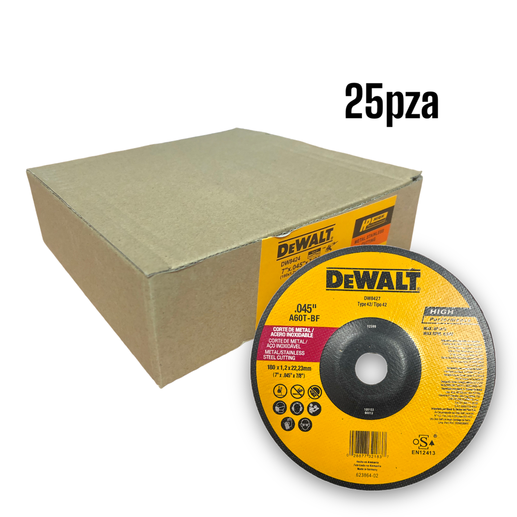 DISCO DE CORTE METAL 7&quot; DEWALT 25pza