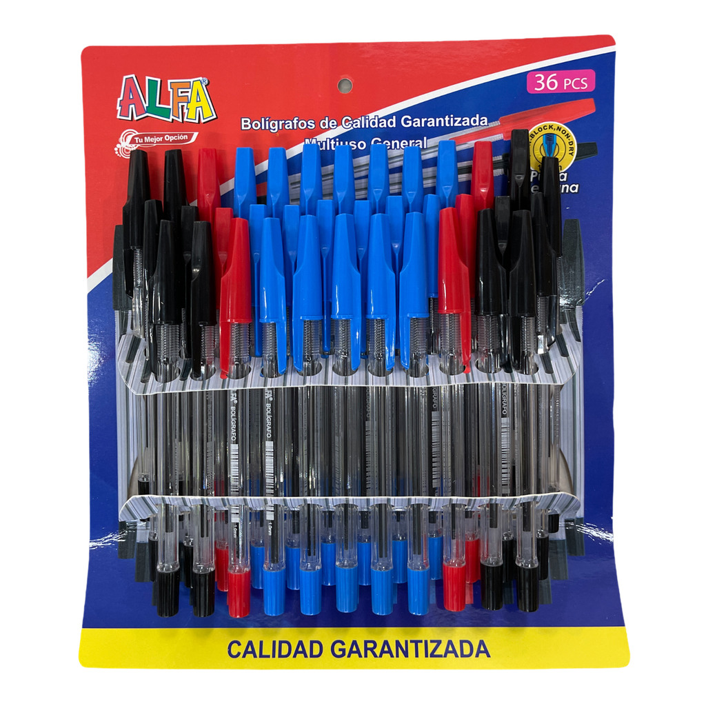 Boligrafos Surtidos 36pza ALFA