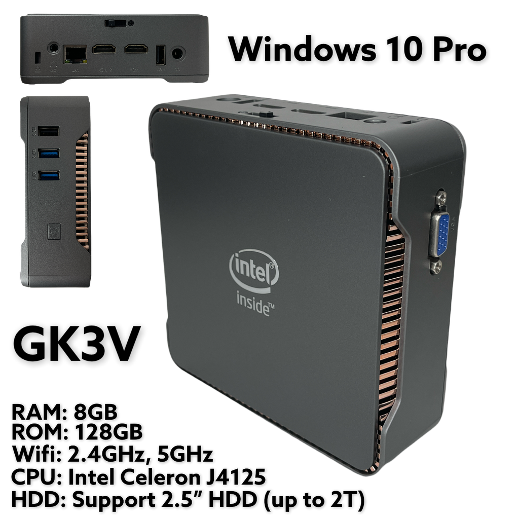 MINI PC JK3V Intel Celeron J4125, Windows 10 Pro