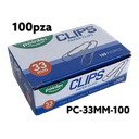 Clips Sujeta Papel 33mm 100pza POINTER