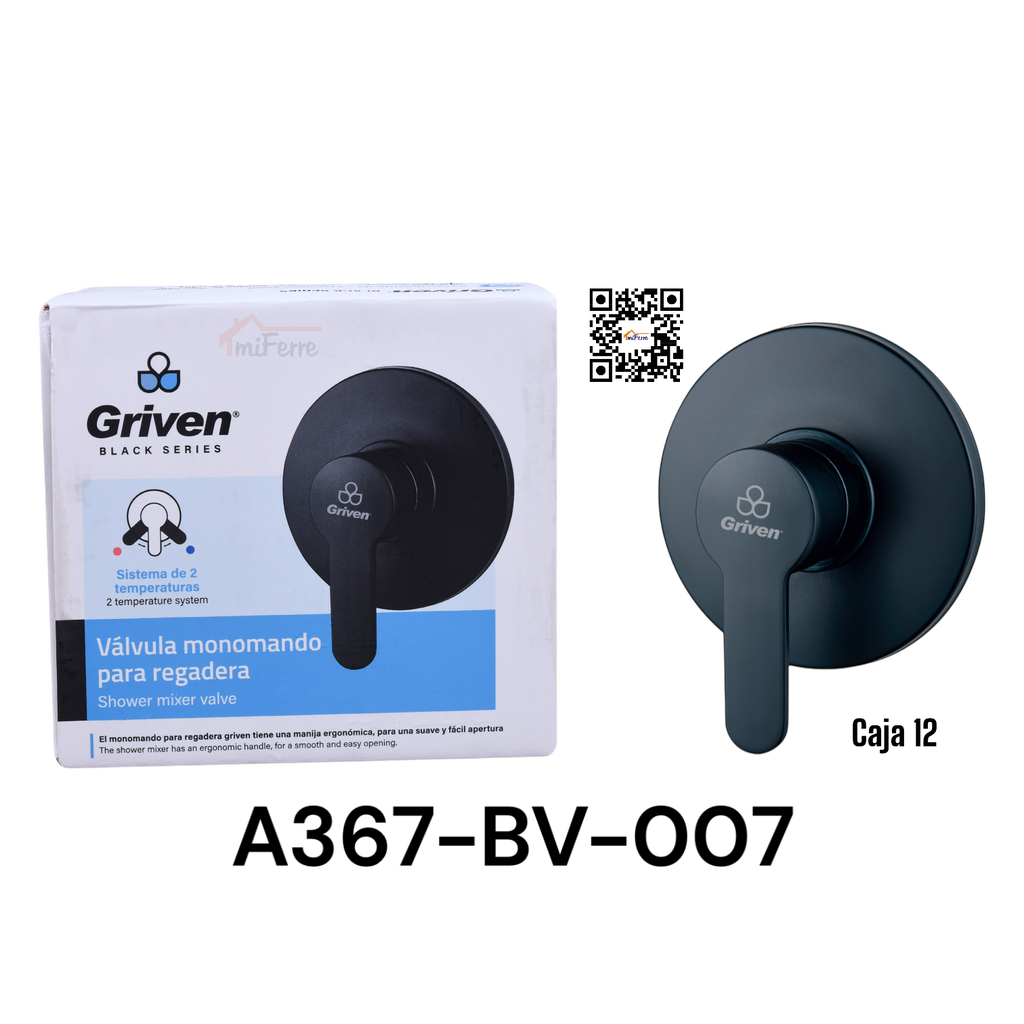 Valvula Monomando para Regadera GRIVEN Black Series