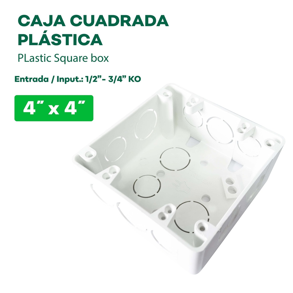 Cajilla Cuadrada 4 X 4" Plastica 1/2 - 3/4" TROEN