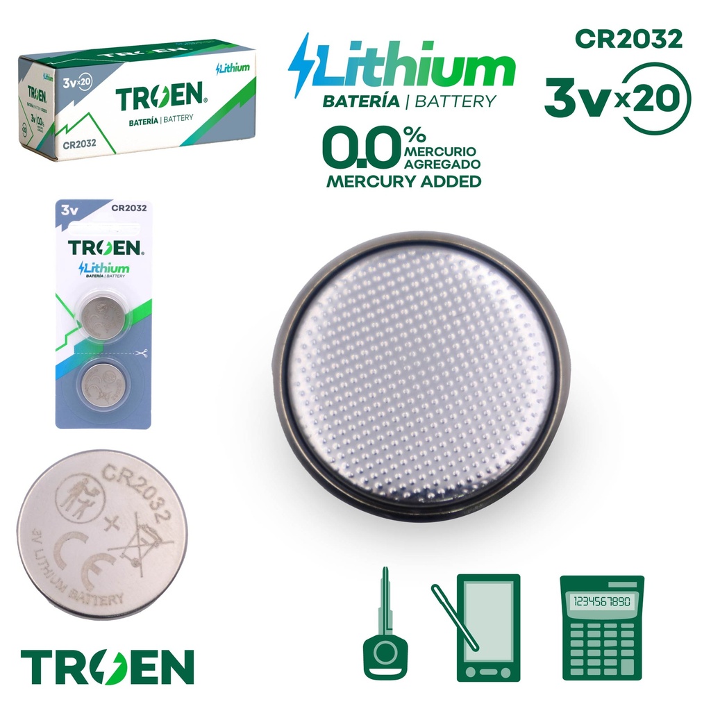 Bateria CR2032 2pza TROEN