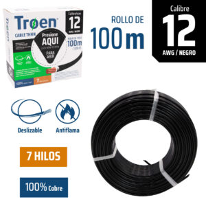 Cable Electrico #12 X 100m Negro TROEN