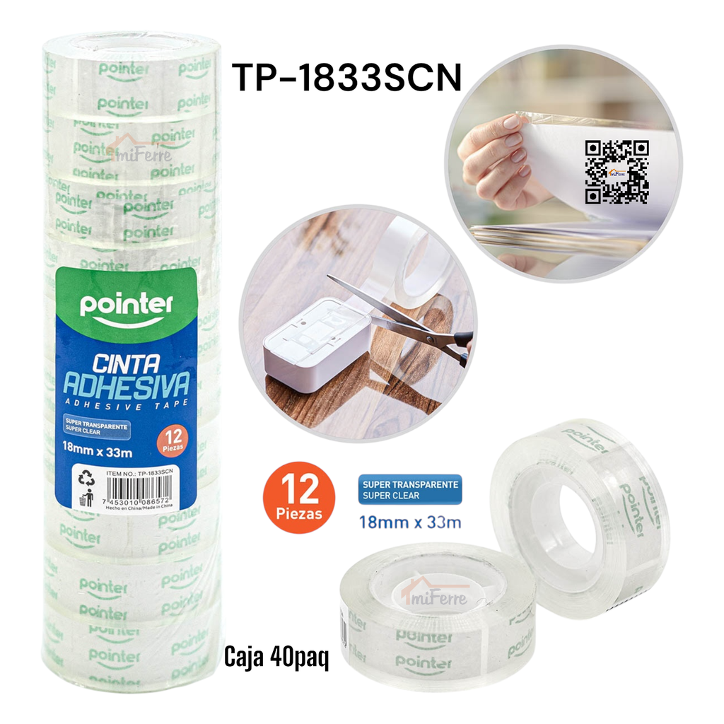 Cinta Adhesiva 18mm X 33m POINTER (docena)