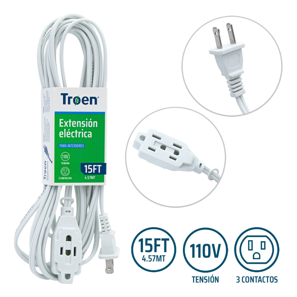 Extension Electrica Blanca 15ft TROEN