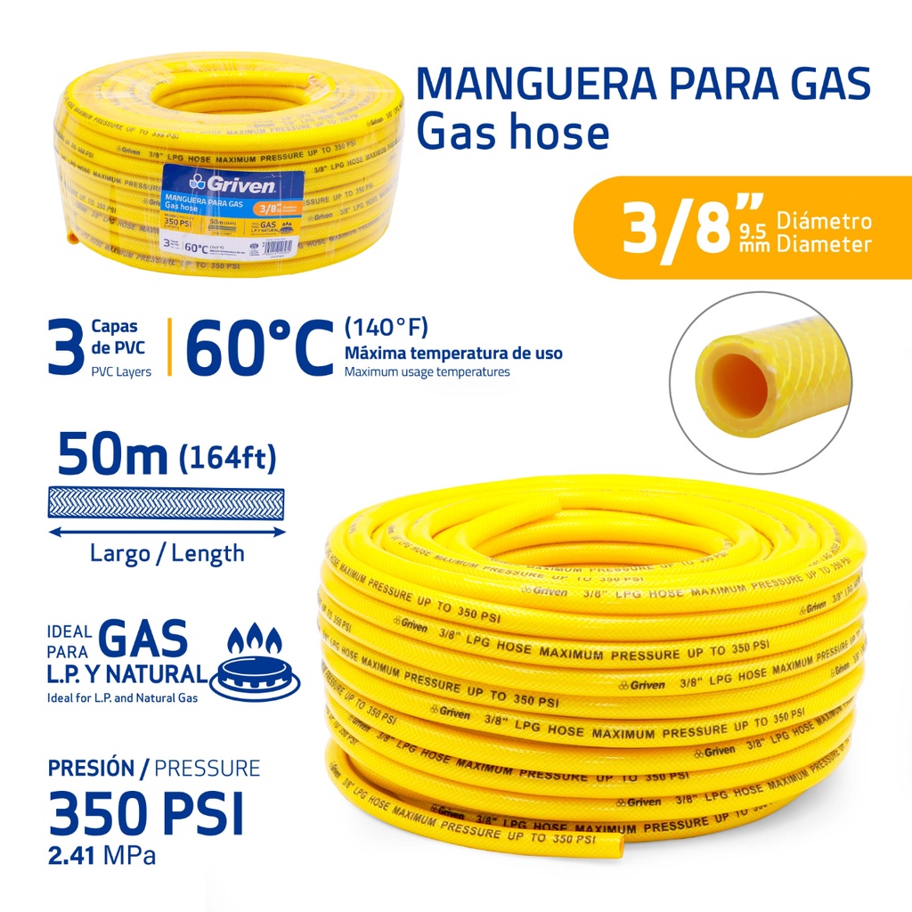 Manguera para Gas 3/8" X 50m GRIVEN
