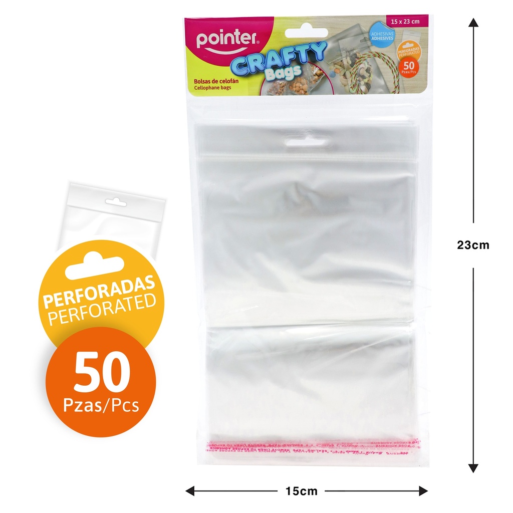 Bolsa Celofan 23 X 15cm 50pza Perforada POINTER