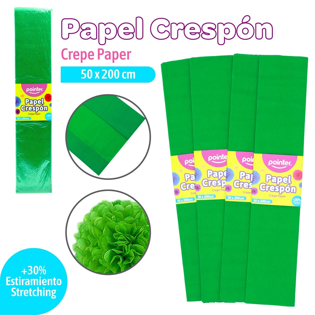 Papel Crespon Verde 10pza POINTER