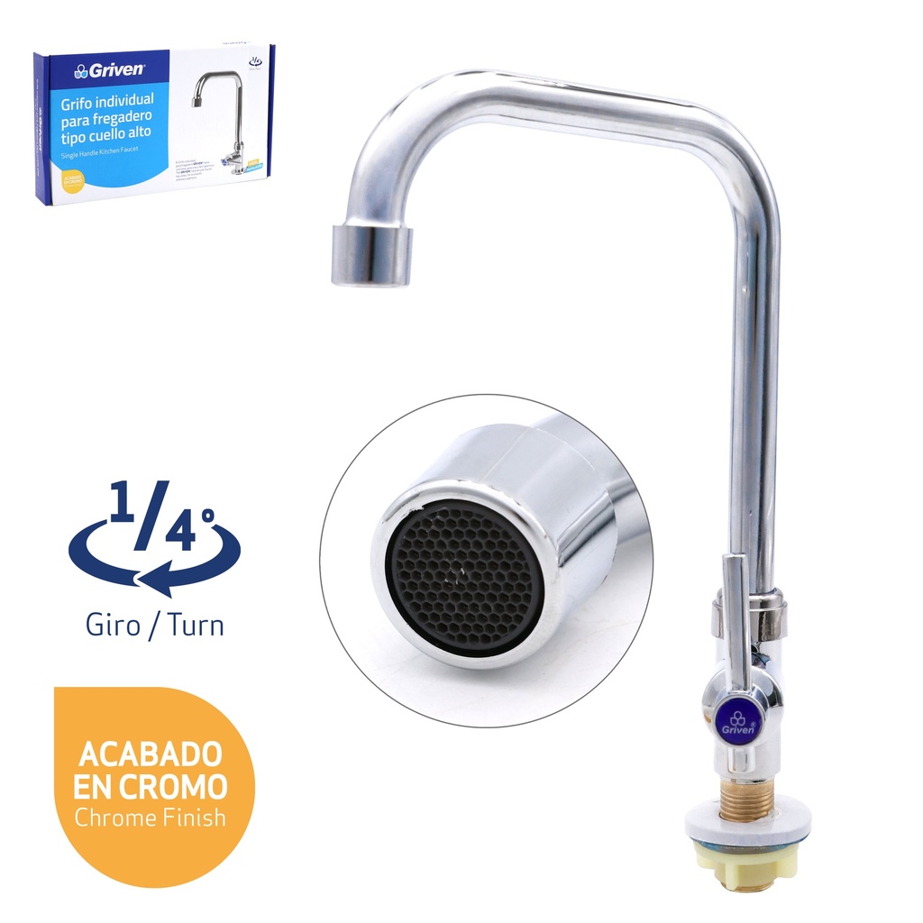 Grifo Individual para Fregadero Tipo Cuello Alto GRIVEN