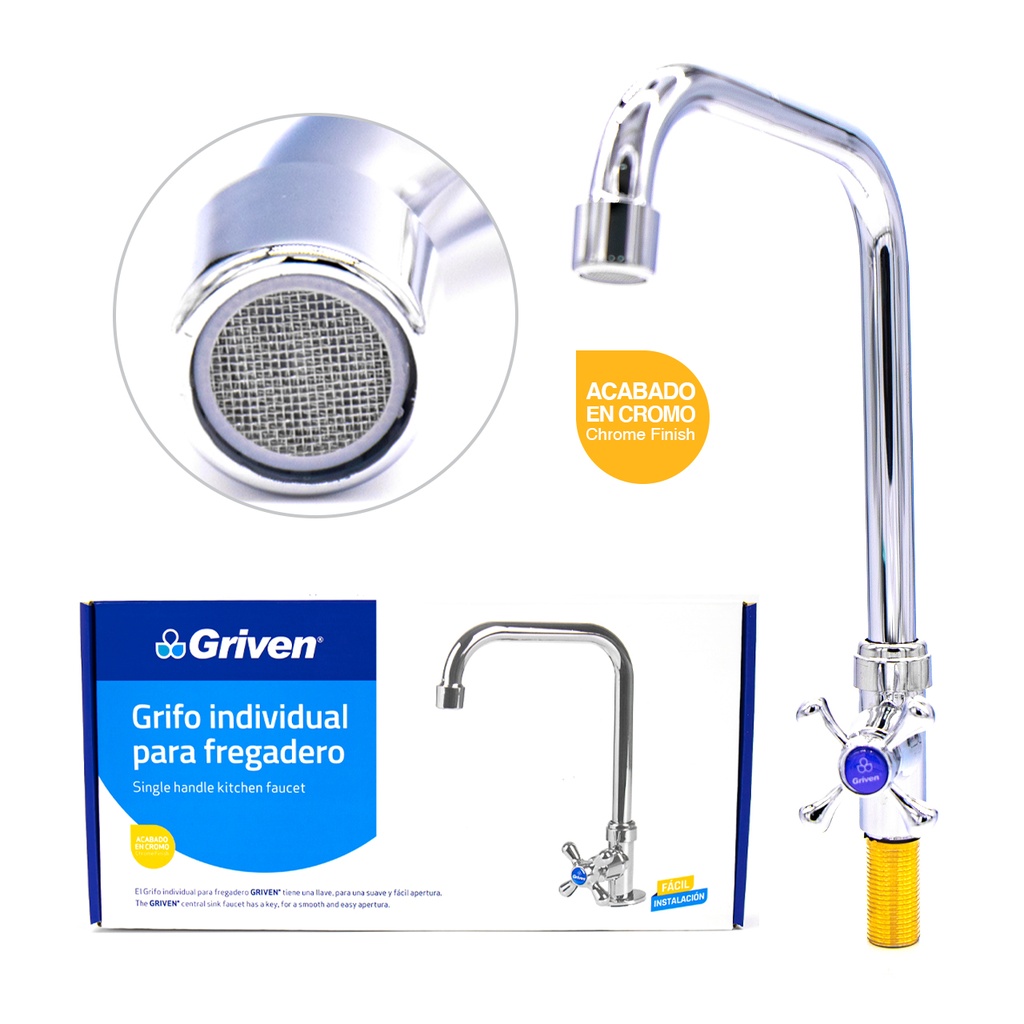 Grifo Individual para Fregadero Tipo Cuello Alto GRIVEN