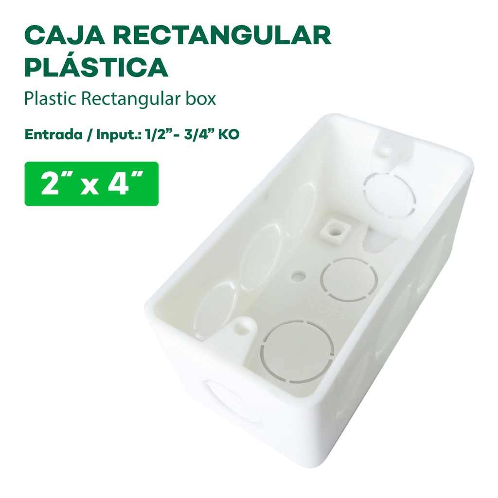 Cajilla Rectangular 2 X 4"  Plastica 1/2 - 3/4" TROEN