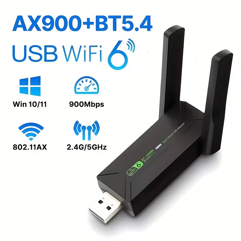 Adaptador Inalambrico USB WiFi6 BT5.4 900Mbs