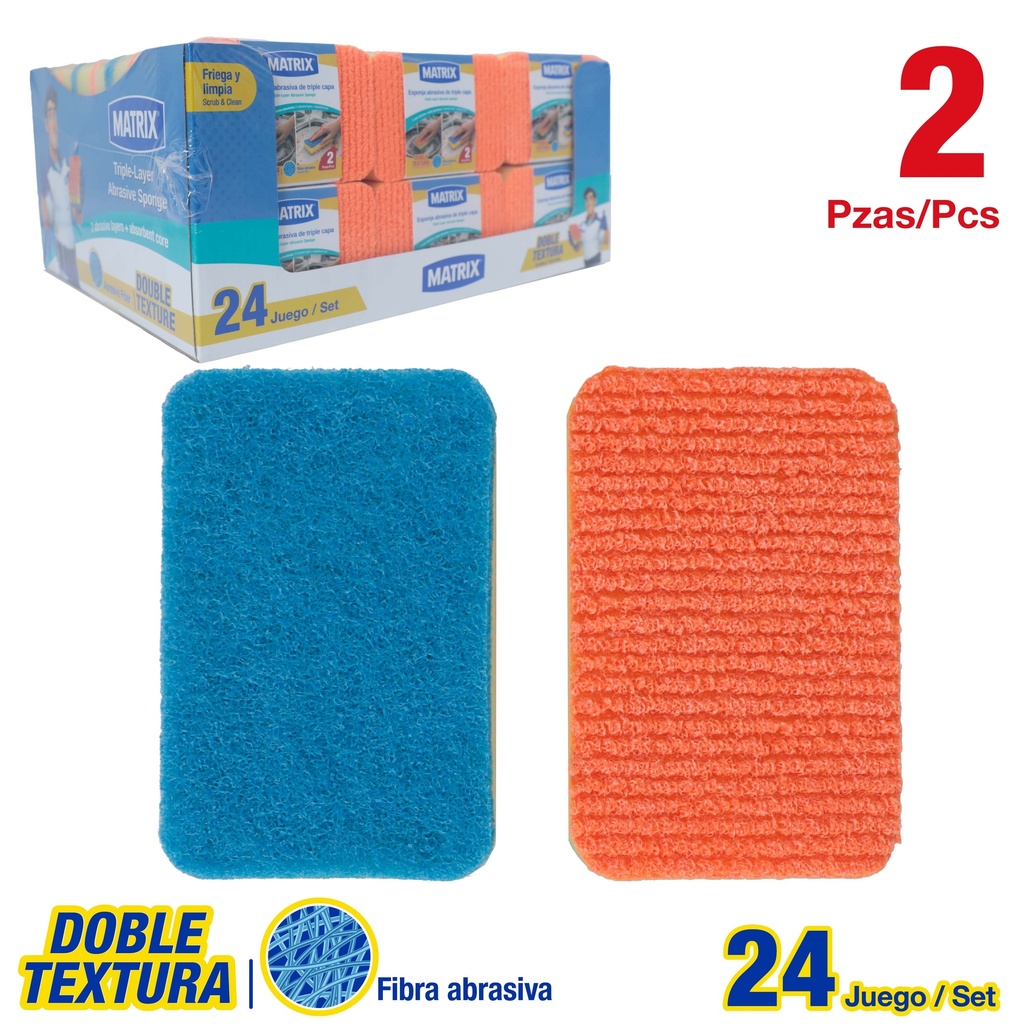 Esponja Multiuso 2pza MATRIX (24set)