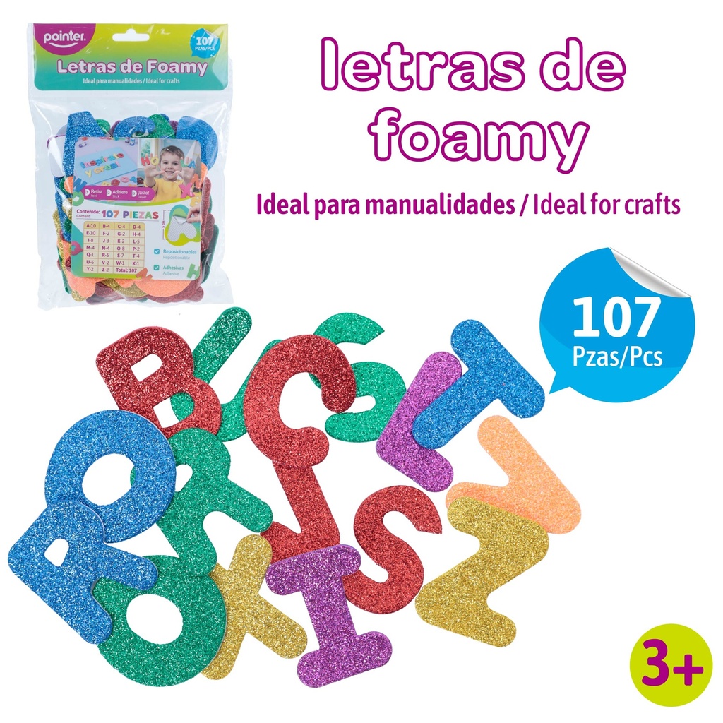 Letras Foamy Escarchadas 107pza POINTER