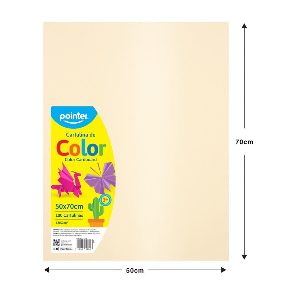 Cartulina 50 X 70cm 100pza POINTER Amarilla