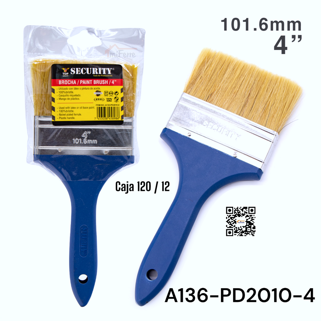 Brocha Plastica 4" SECURITY 12pza