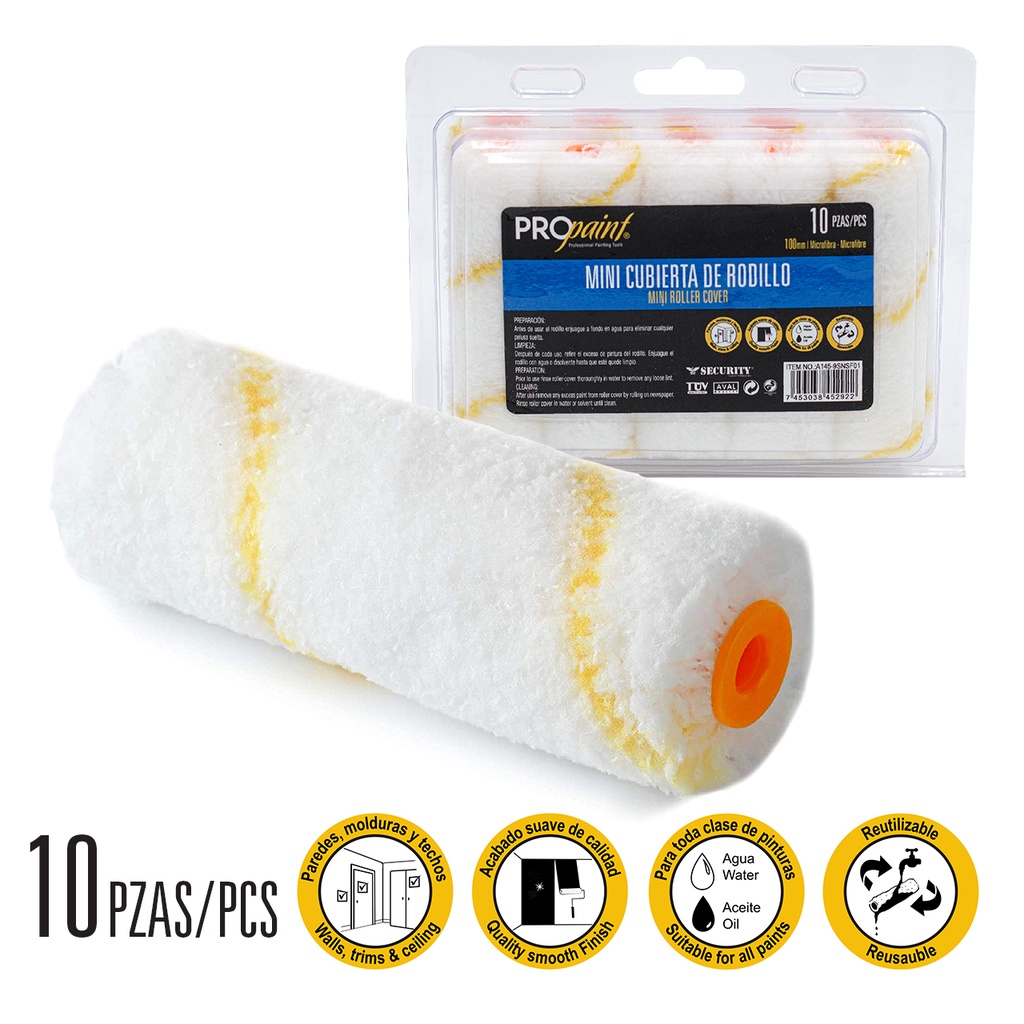 Mini Cubierta de Rodillo 10pza PROpaint