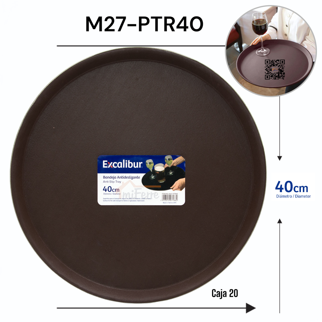 BANDEJA ANTIDESLIZANTE EXCALIBUR 40cm