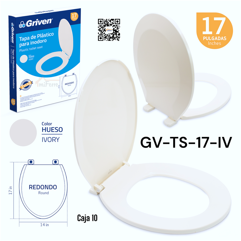 Tapa de Plastico para Inodoro 17&quot; GRIVEN